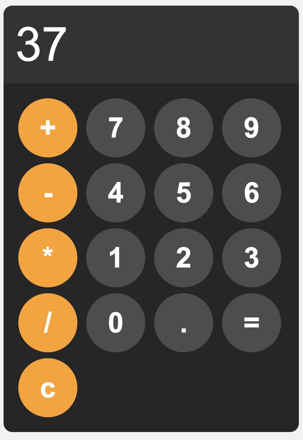 User interface of calculator program