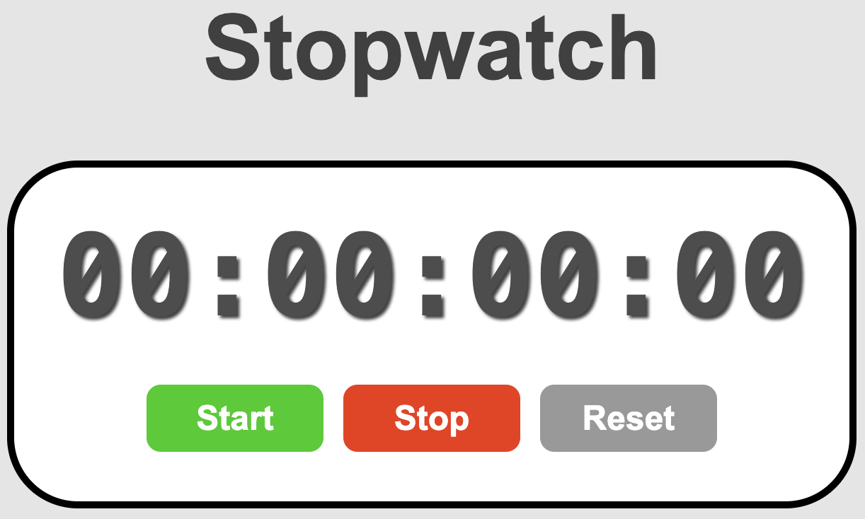 User interface of stop watch program